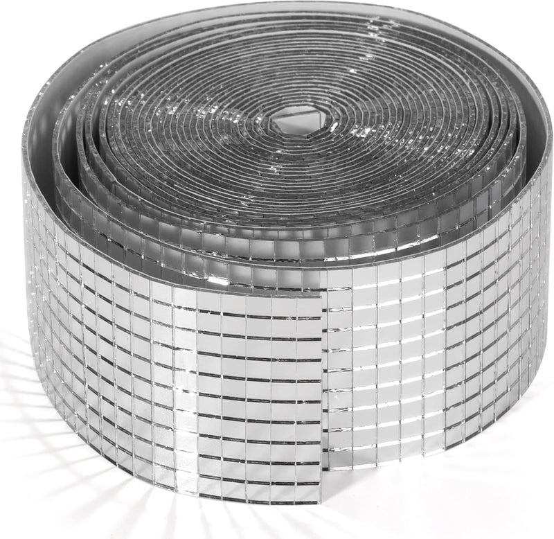 PP OPOUNT 10000 PCS Mini Disco Tiles, 1 Roll 5 x 5 mm Self-Adhesive Disco Ball Tiles, Glass Mirror Tiles for Crafts, DIY Disco Cowboy Hat, Disco Ball, Disco Ball Planter, Photo Frames, Indoor Decor - Image 1